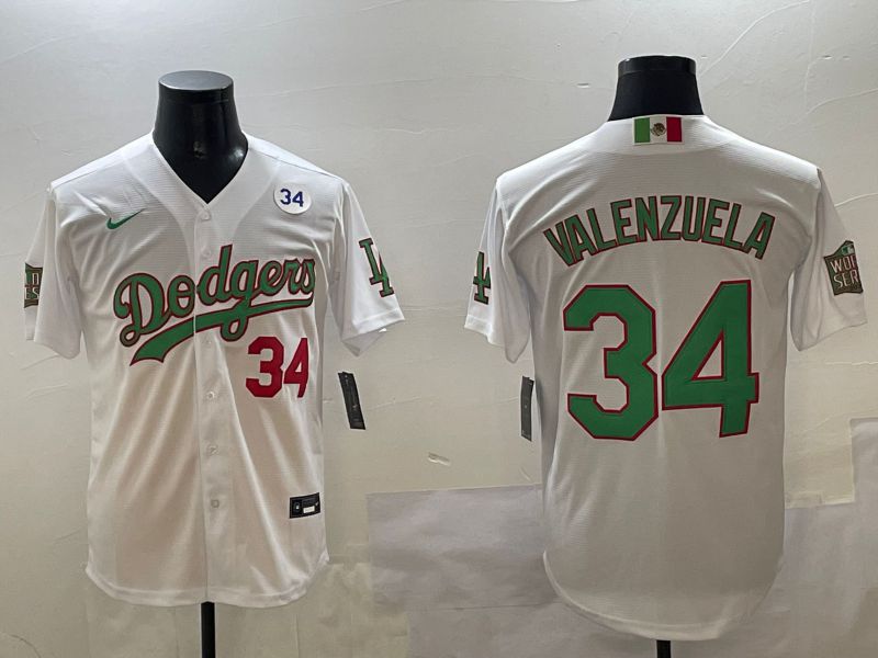Men Los Angeles Dodgers 34 Valenzuela White Fashion Game 2025 Nike MLB Jersey style 3063